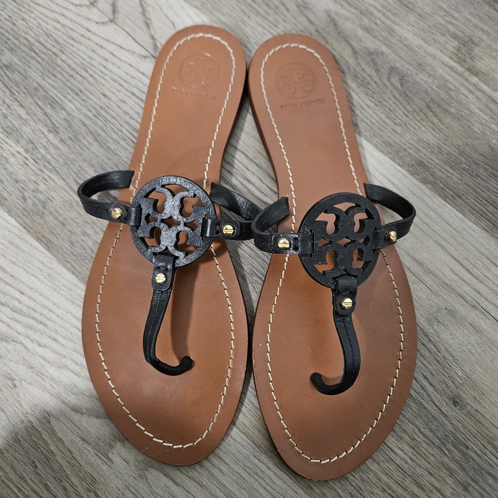 Tory Burch Mini Miller Leather Thong Sandals